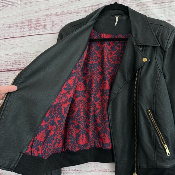 Free People Faux Leather Moto Lined Jacket - Picture 8 of 9